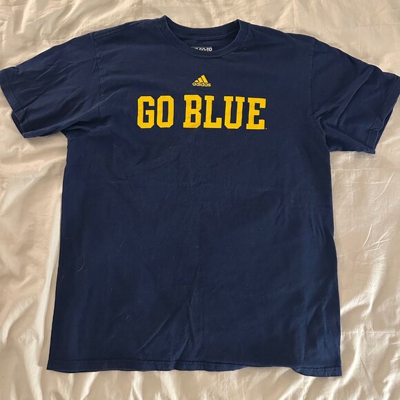 University of Michigan "Go Blue" - Large Cotton Navy T-Shirt - Adidas - Picture 1 of 2